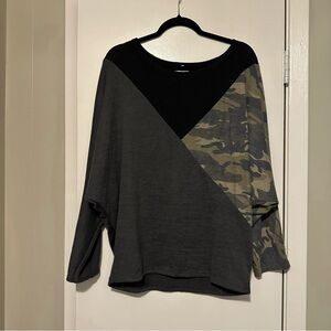 Bibi tri color black gray camo long sleeve shirt size M
